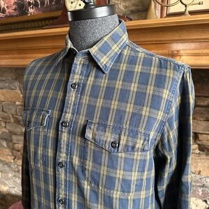 J CREW ⚓️ Men’s All Cotton Navy & Olive Chore Shirt - Size MEDIUM